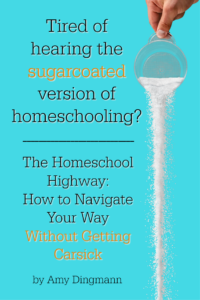 Tired of hearing the sugarcoated version of homeschooling? Check out The Homeschool Highway: How to Navigate Your Way Without Getting Carsick by Amy Dingmann, The Hmmmschooling Mom