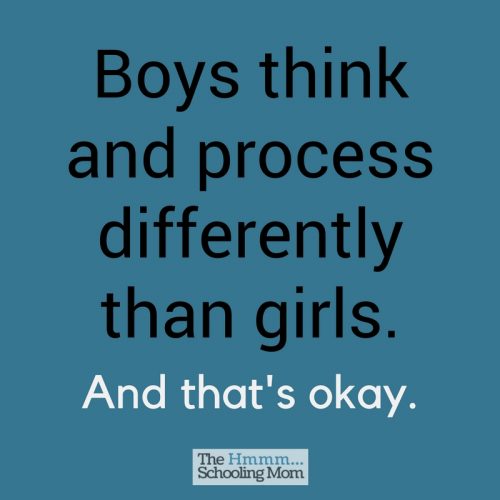 Boys think differently than girls -- which is important to understand if you're the mom of boys! 